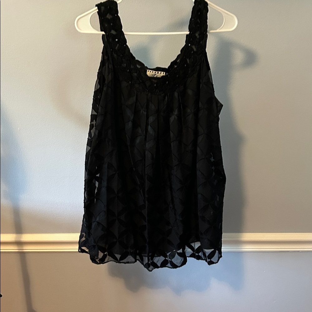 Ice Black Textured Sleeveless Top
